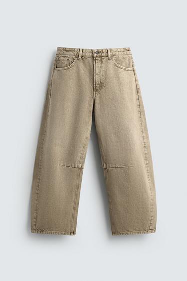 VASKEDE BARREL FIT-BUKSER - sand fra Zara