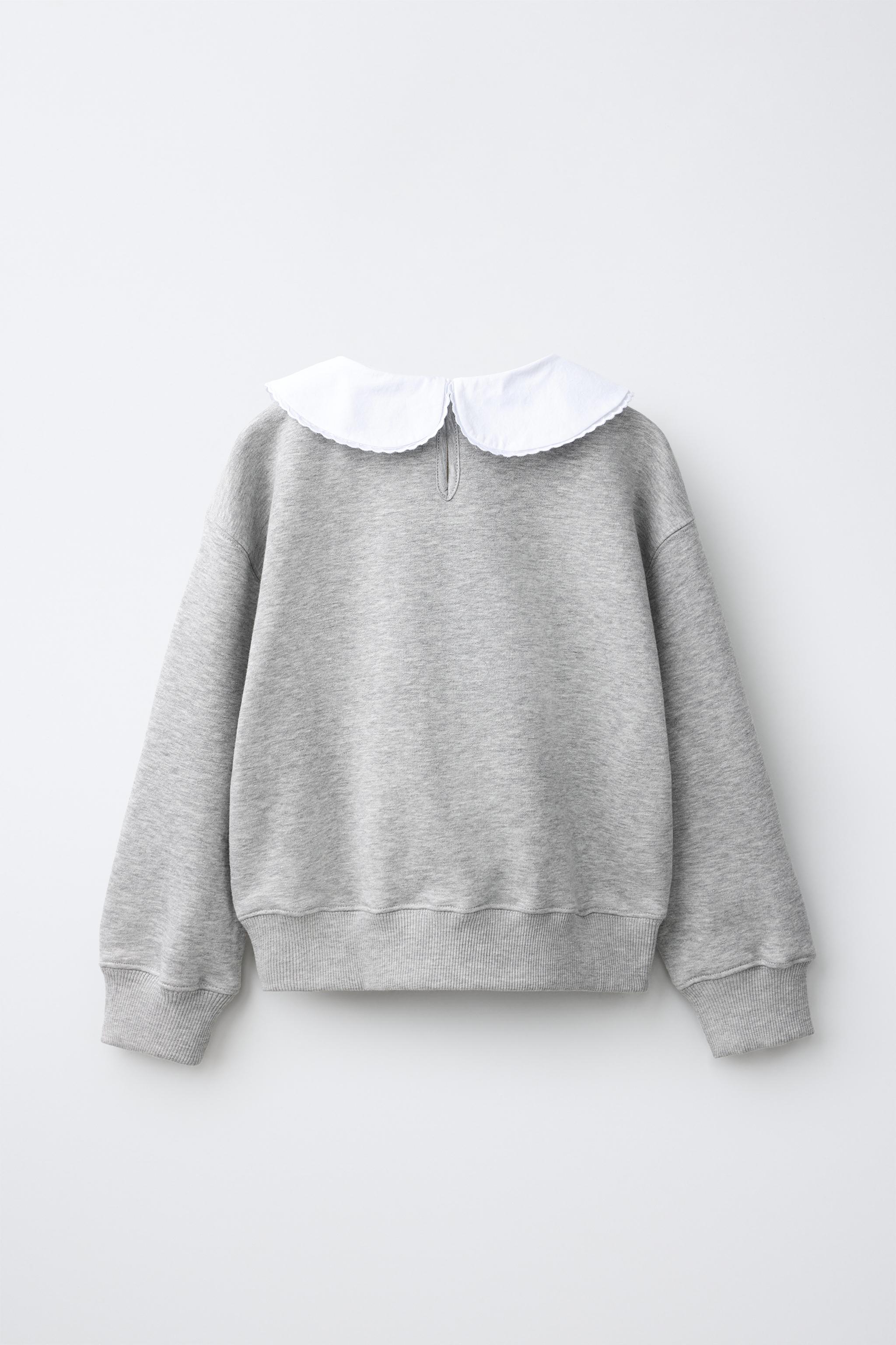 Детские худи Zara GLITTER SWEATSHIRT WITH CONTRASTING PETER PAN COLLAR — фото 2
