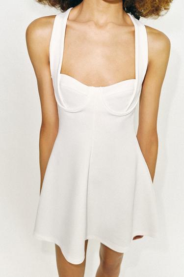 SKATER MINI DRESS - Oyster-white by Zara