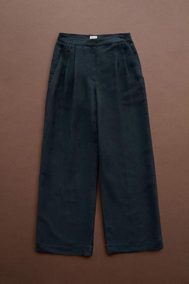 Flowing semi-sheer pants - STUDIO — Navy blue 1