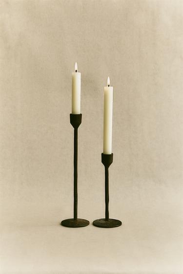 FACETED METAL CANDLESTICK - Black by Zara