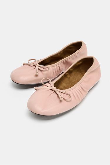 BALLERINA AUS LEDER MIT RAFFUNG - Rosa von Zara