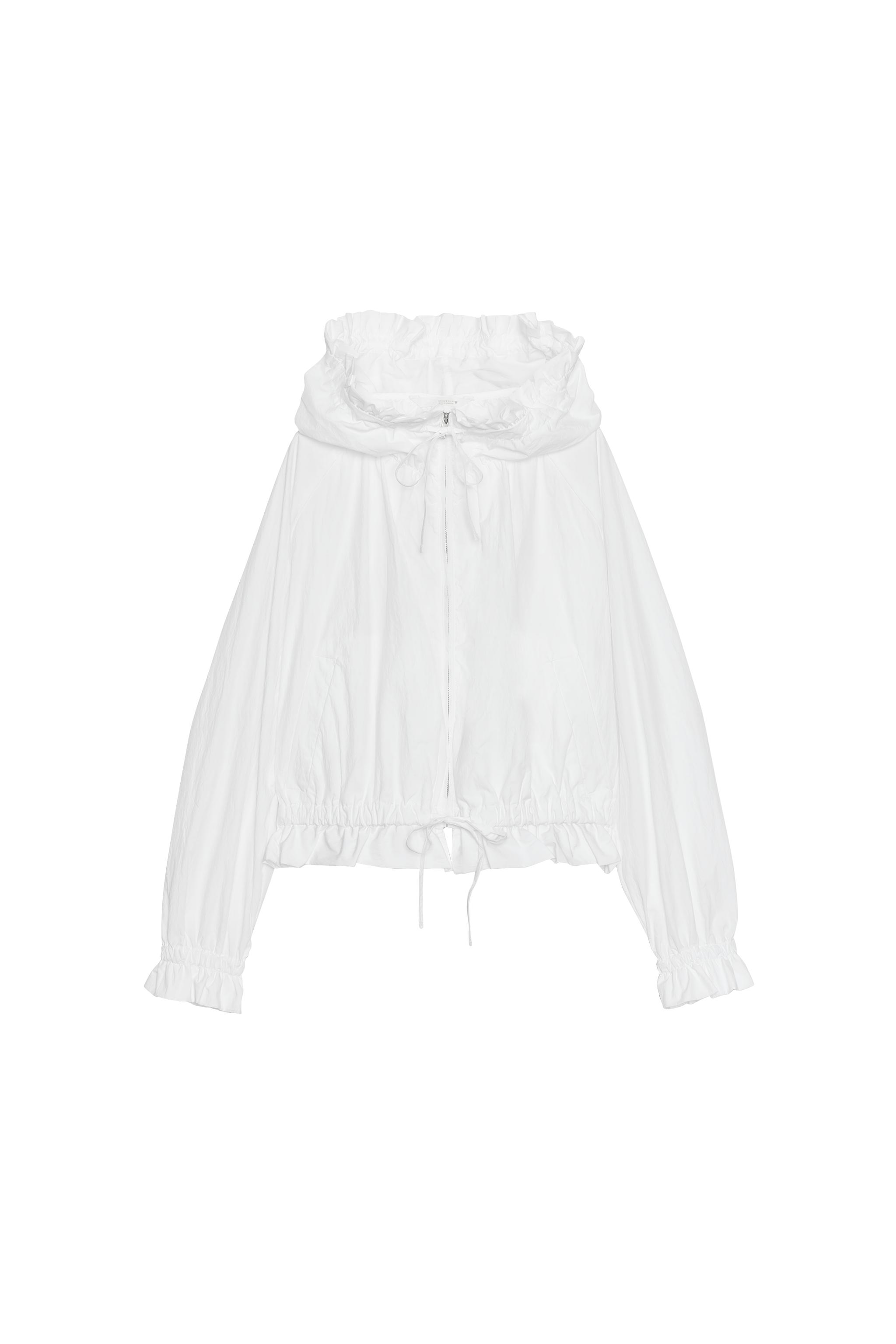 完売品⭐︎ZARA フリルトリム ジップアップジャケット M ホワイト フリルトリム ジップアップジャケット - ホワイト | ZARA Japan / 日本