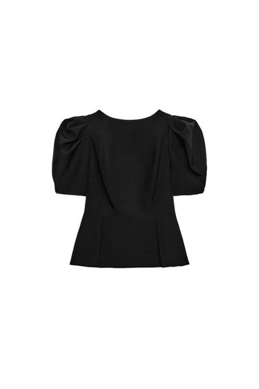 PUFF SLEEVE TOP - Black by Zara