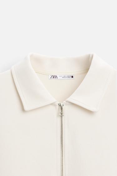 INTERLOCK QUARTER-ZIP POLO SWEATSHIRT - Ecru by Zara - Image 7