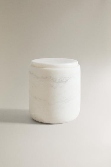 WHITE MARBLE BATHROOM JAR - white by Zara