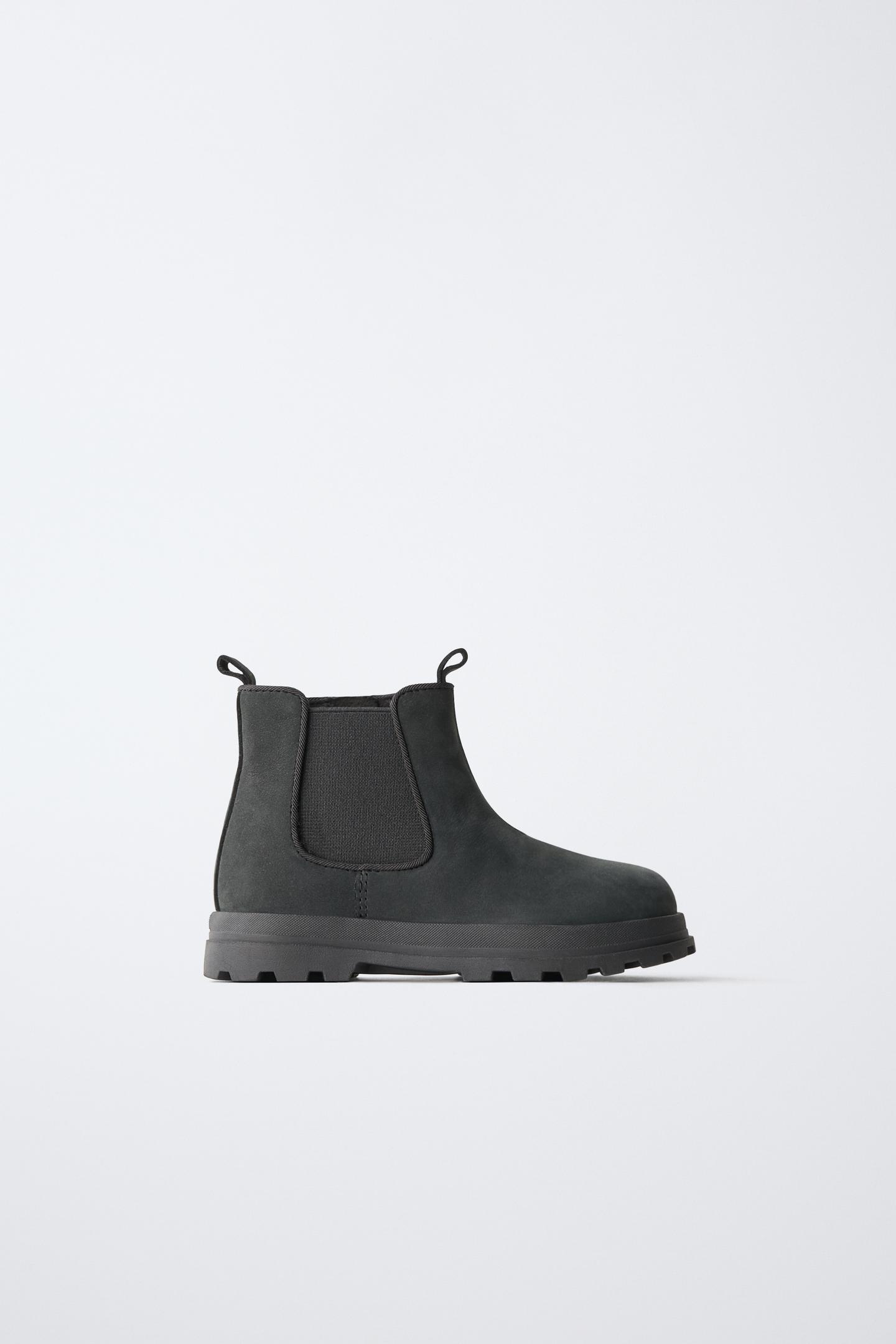 Детские ботинки Zara Water Repellent Leather Chelsea, цвет: Чёрный — фото 1
