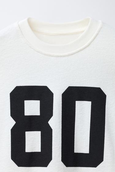 NUMBER AND SLOGAN PRINT T-SHIRT - Ecru by Zara - Image 2