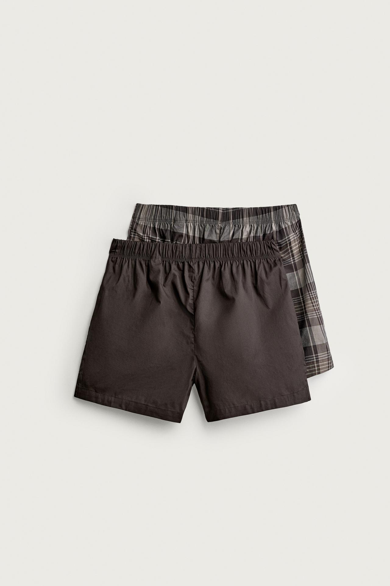 ASSORTED COTTON POPLIN BOXER 2-PACK — Brown