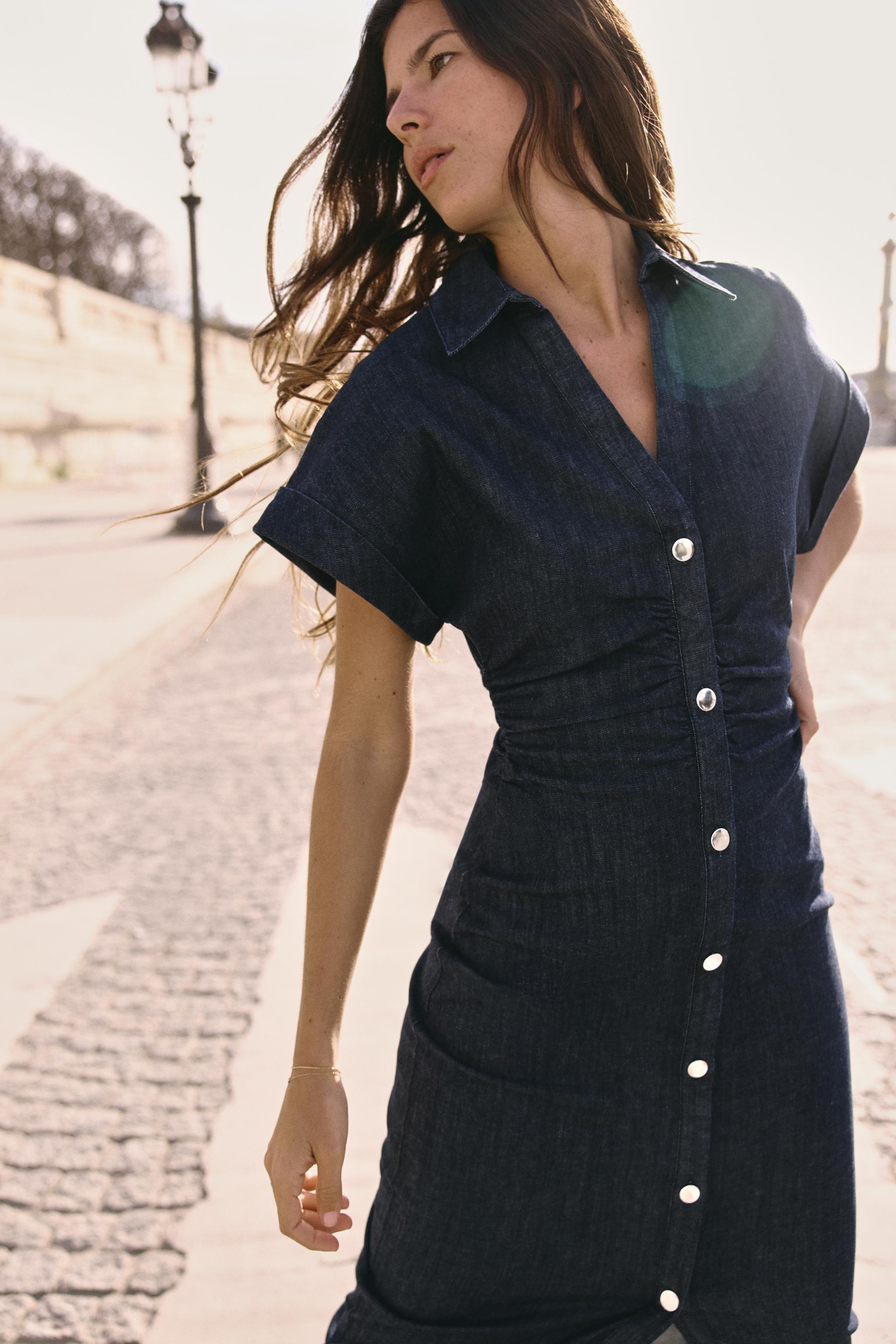 Z1975 DENIM MIDI DRESS - Blue | ZARA United States