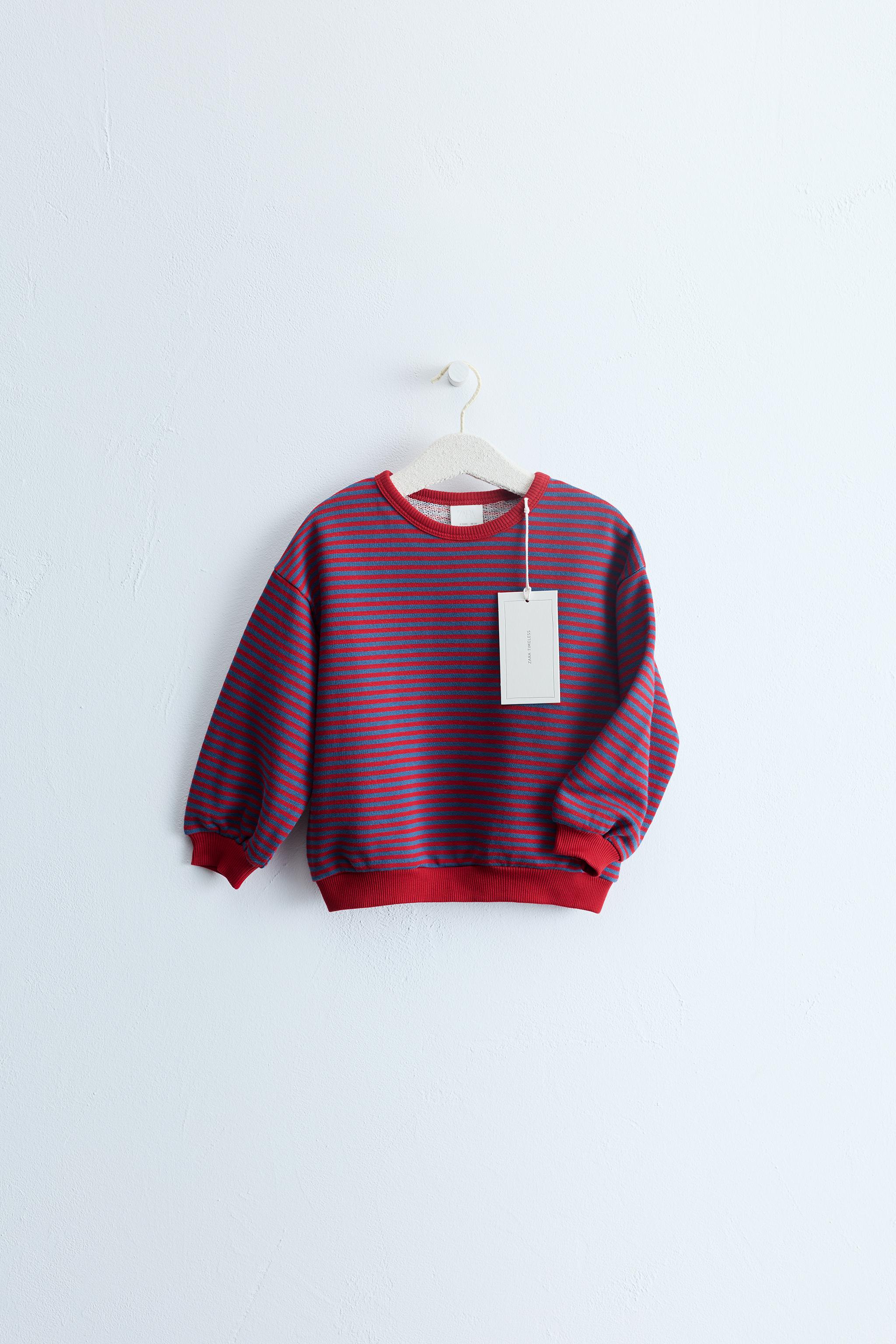 ZARA TIMELESS - STRIPED PRINT SWEATSHIRT — Red