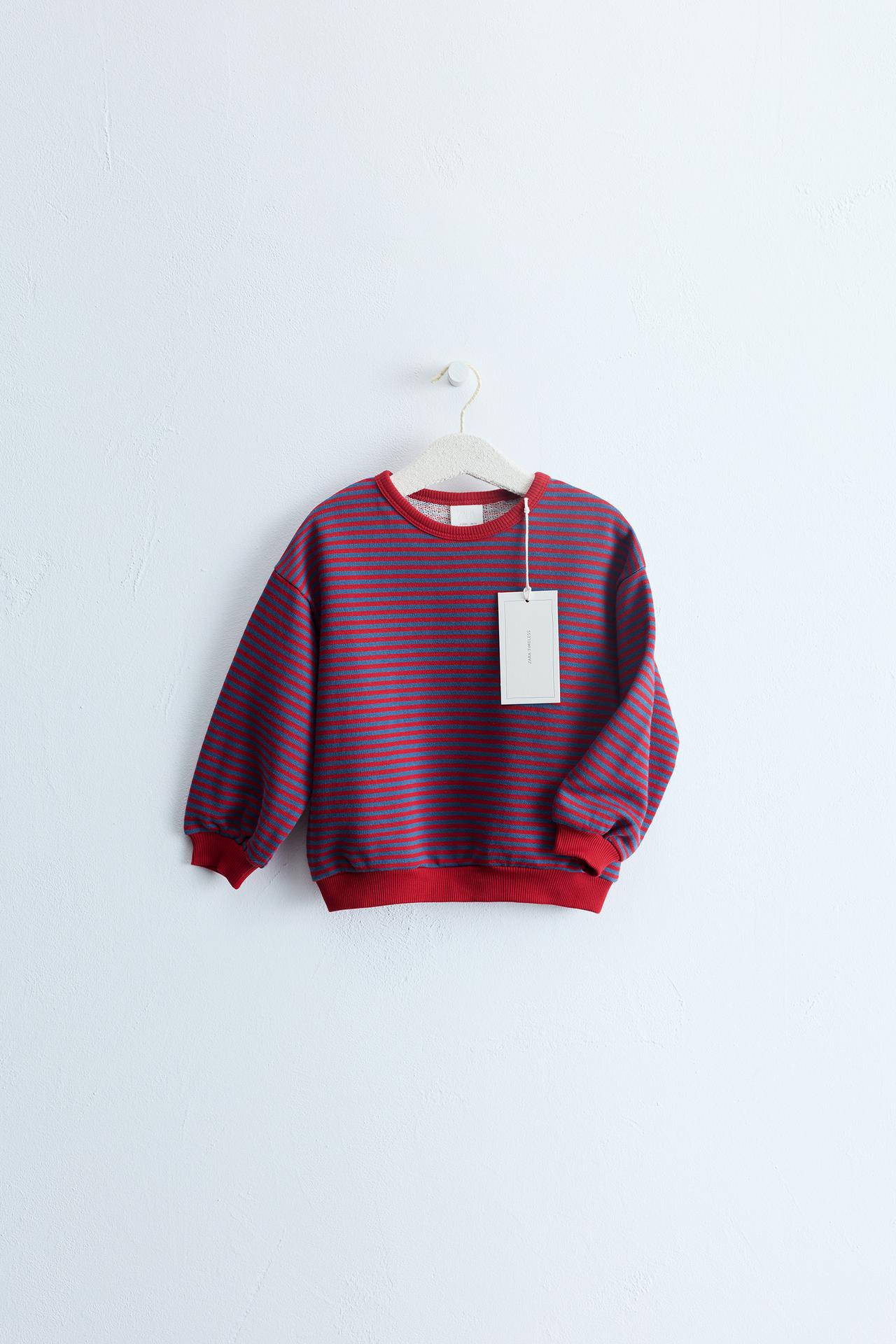 ZARA TIMELESS - STRIPED PRINT SWEATSHIRT — Red