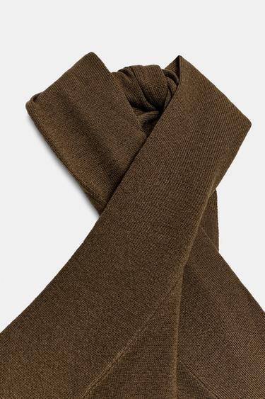 ROBE MI-LONGUE HALTER EN MAILLE - Kaki de Zara - Image 7