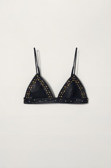 LEATHER STUDDED BRA KATE MOSS X ZARA - Black by Zara