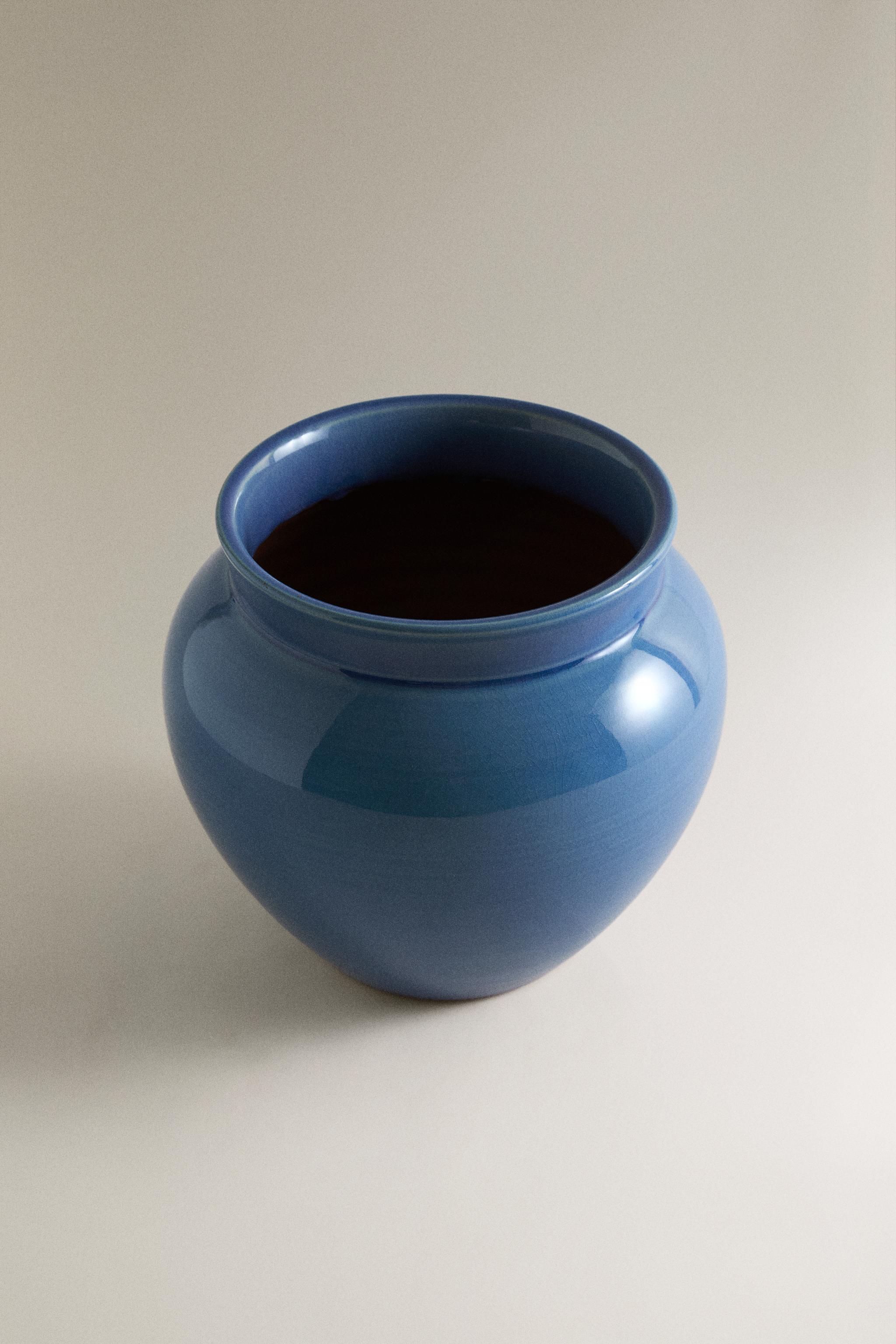 ENAMELLED CERAMIC VASE — Blue / Indigo