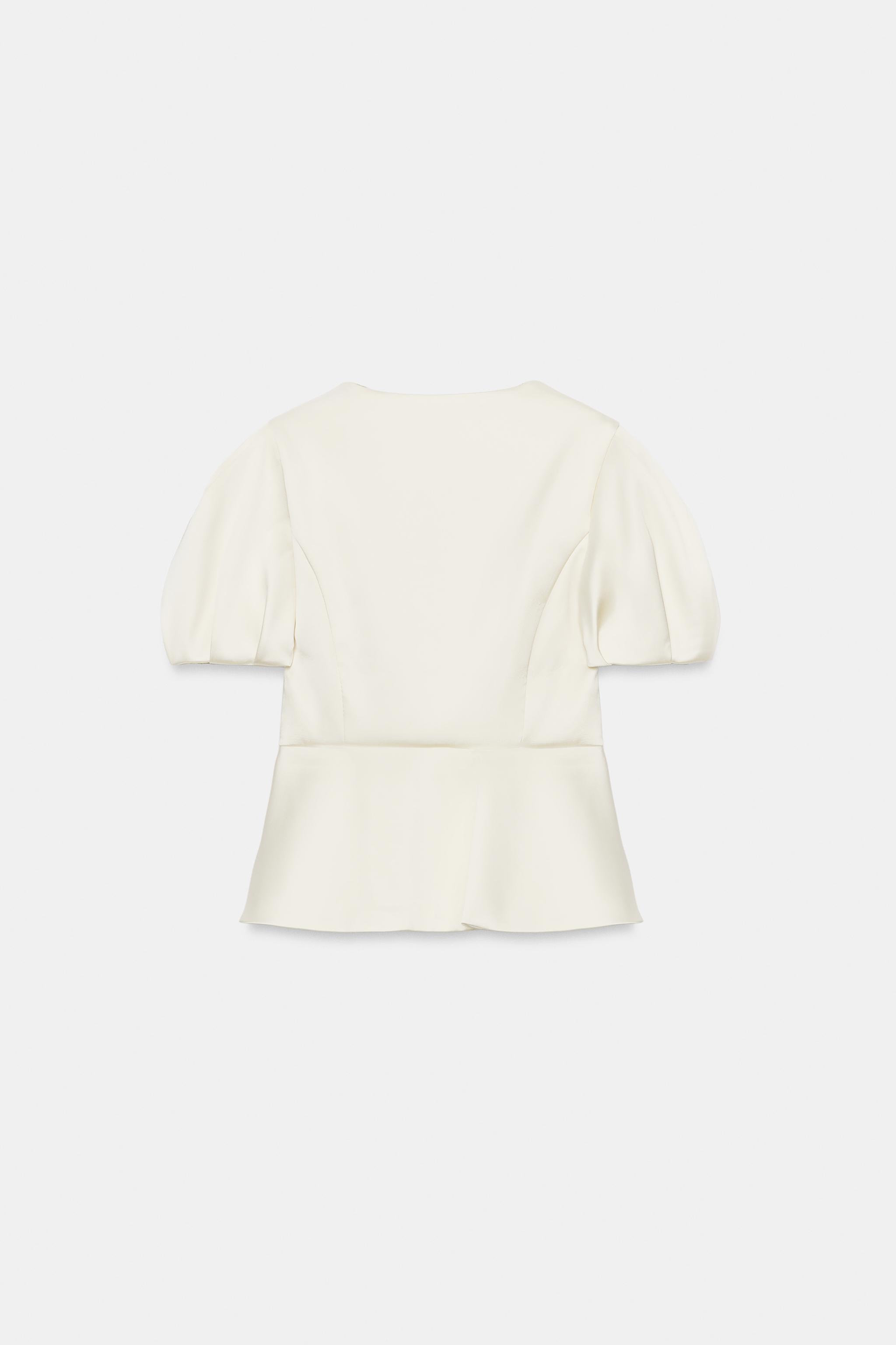 Zara SATEN YÜZEYLİ BALON KOLLU ASKILI TOP görsel 7