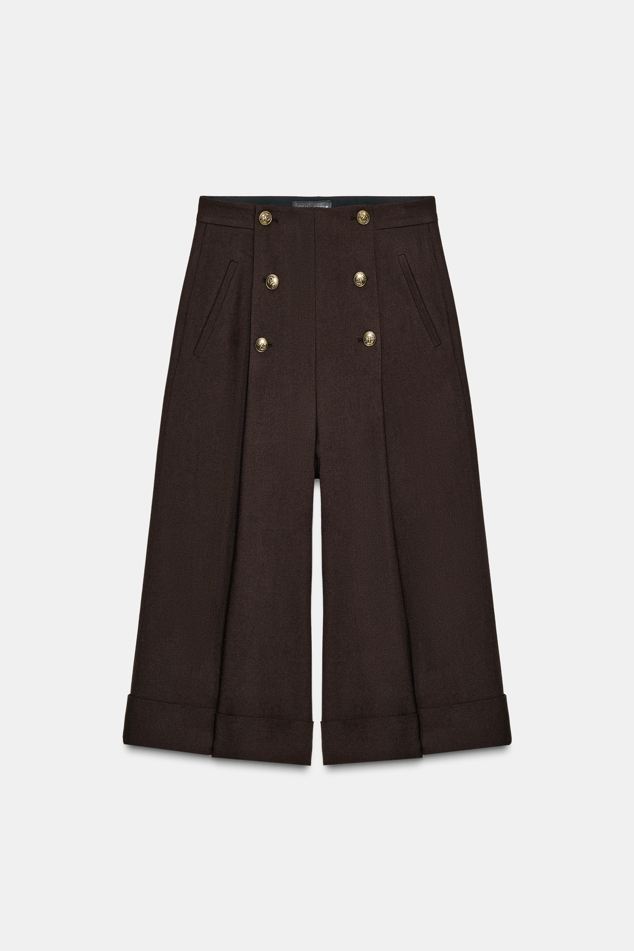 100% WOOL BUTTONED BERMUDA SHORTS ZW COLLECTION