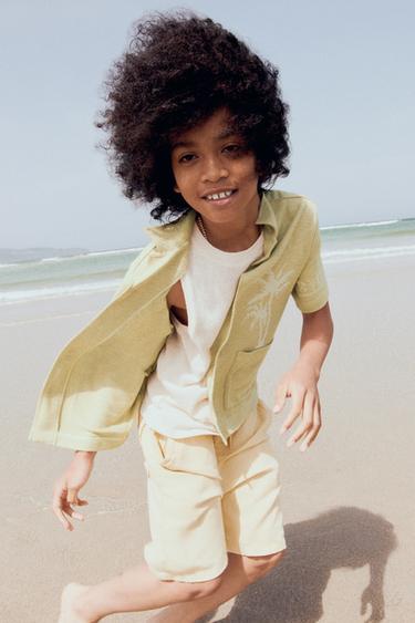 CAMISA COM BORDADOS COMFORT - Caqui-escuro da Zara