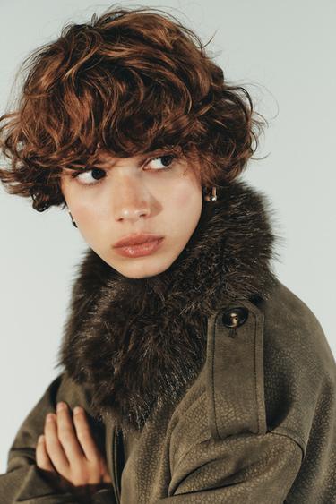 VESTE EFFET DAIM COL AMOVIBLE - Kaki de Zara - Image 2