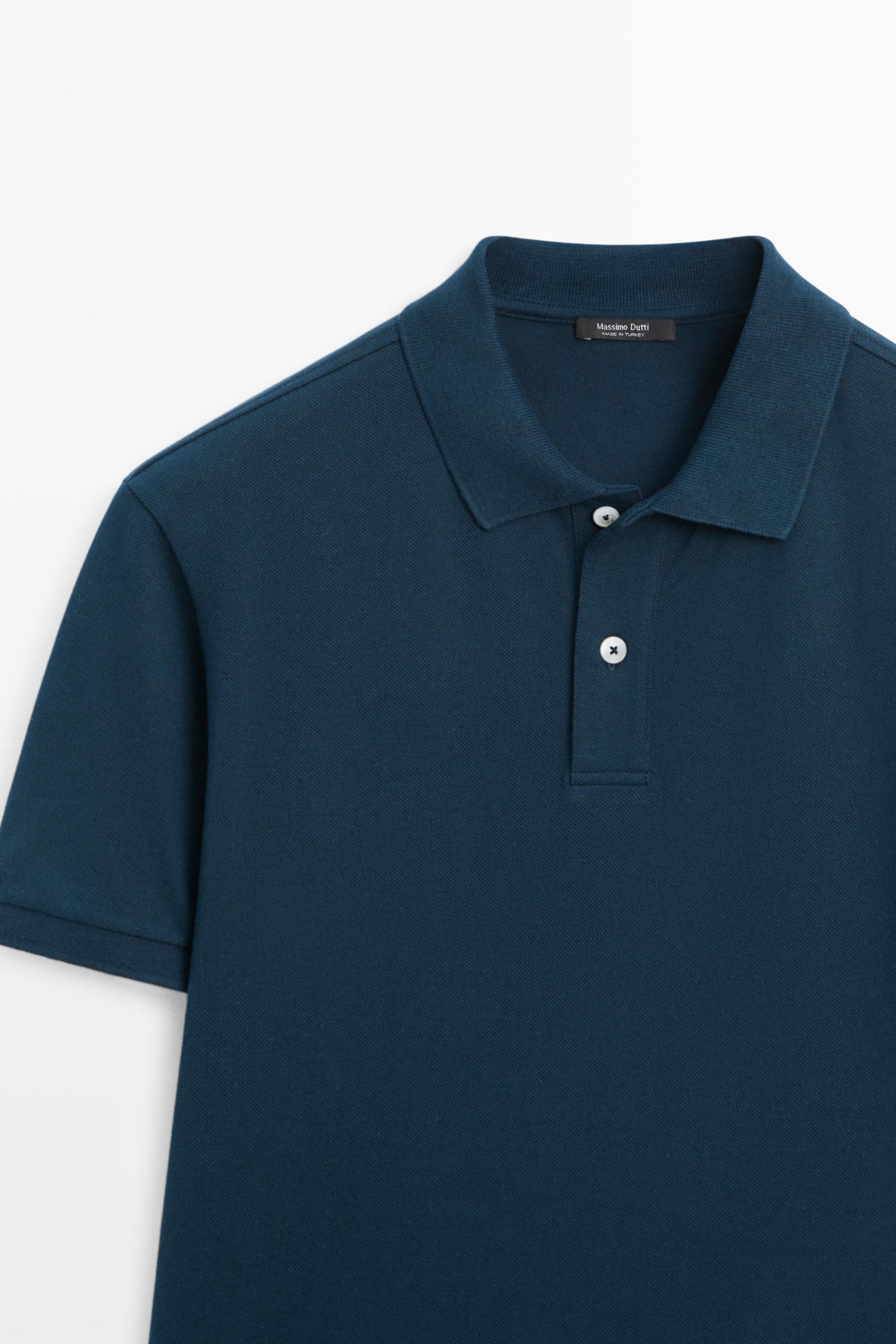 Micro-textured cotton piqué polo shirt