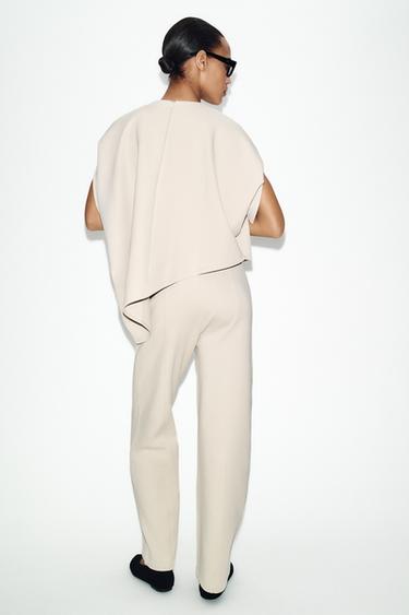 INTERLOCK STRAIGHT-LEG TROUSERS - Ecru by Zara