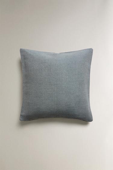 JUTE AND COTTON CUSHION COVER - Grey / Blue by Zara - Image 0