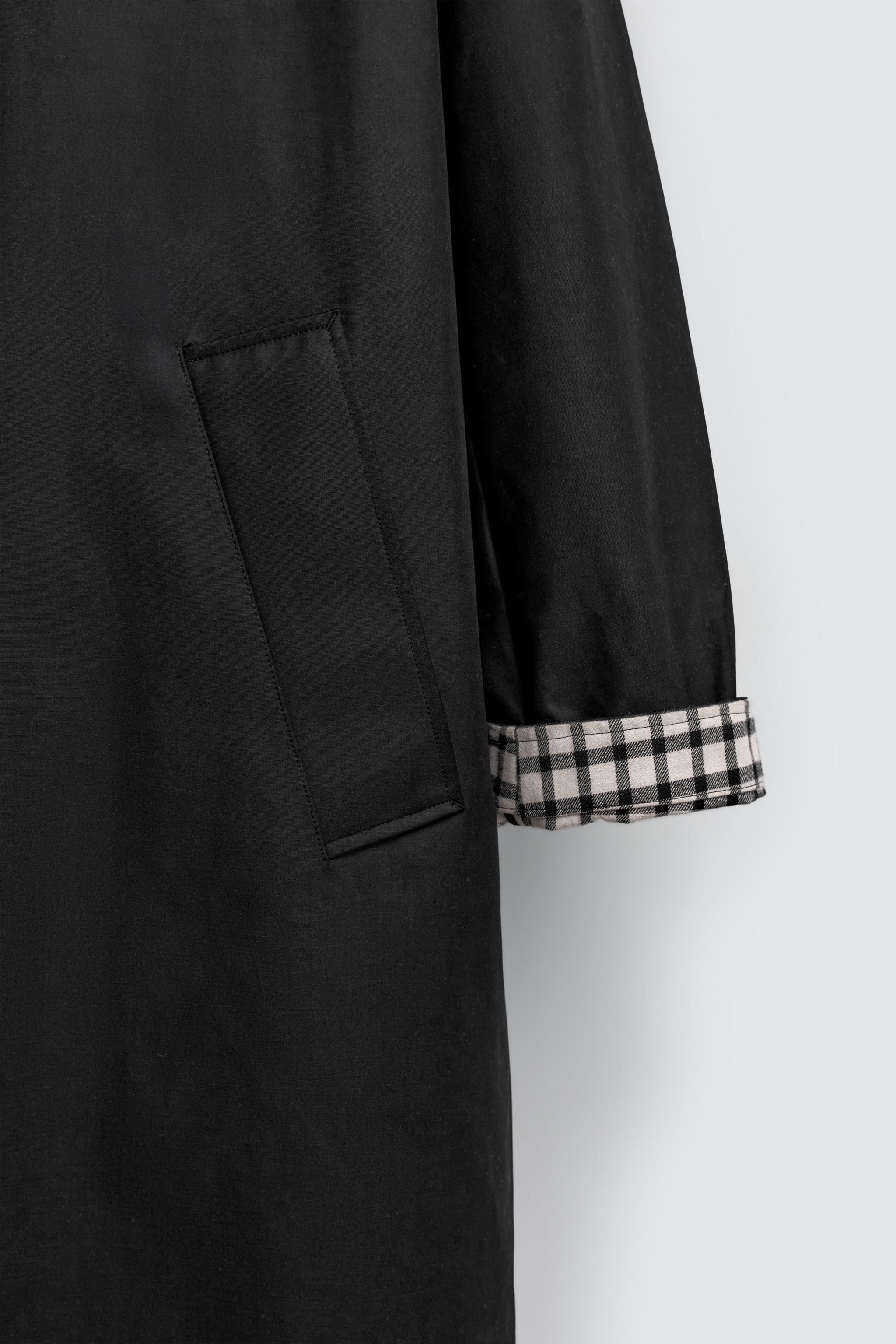 ZARA limited edition コントラスト チェック トレンチコート LIMITED EDITION チェック柄コンビ トレンチコート - ブラック