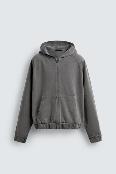 BOXY FIT HOODIE SWEATSHIRT - Dark anthracite by Zara
