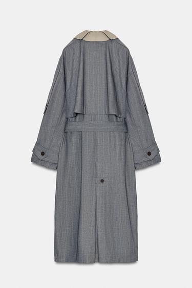 ZW COLLECTION LIMITED EDITION COMBINATION CHECK TRENCH COAT - Grey by Zara - Image 8