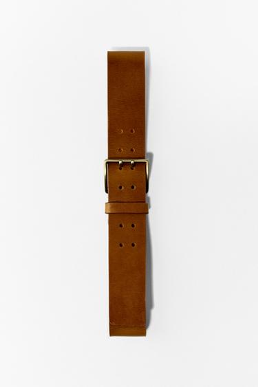 Zara LEATHER BELT WITH SQUARE BUCKLE - Mustard