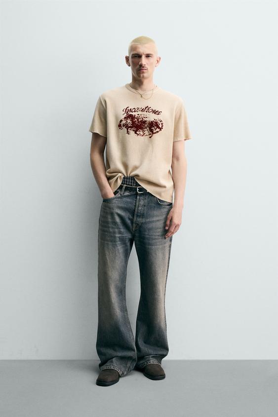 TEXTURED KNIT PRINT T-SHIRT from Zara - $49.90