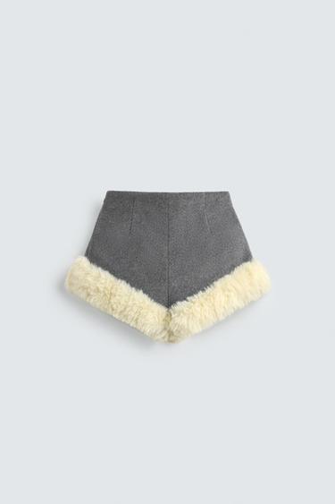 CONTRAST FAUX FUR SHORTS HARRY LAMBERT FOR ZARA X DISNEY - Silver by Zara - Image 2