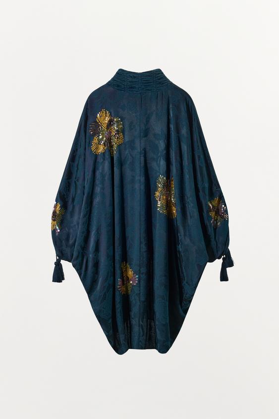 VESTE BIMATIÈRE JACQUARD À SEQUINS - Bleu / Indigo de Zara - Image 4