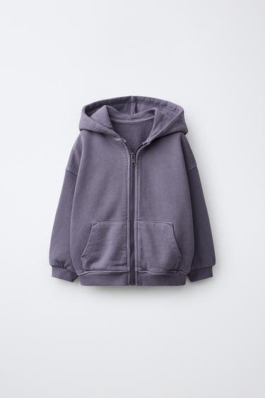 HOODIE WITH ZIP - Purple by Zara