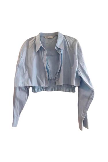 BLUE CROP SHIRT WITH TOP
