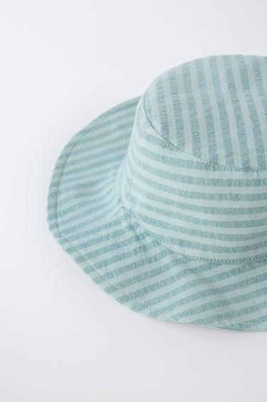 CHAPEAU BOB IMPRIMÉ RAYURES - Vert d'eau de Zara - Image 1