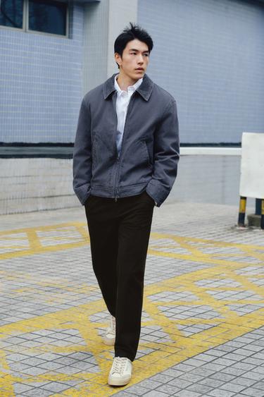 Zara 拼接領絎縫夾克 - 藍色