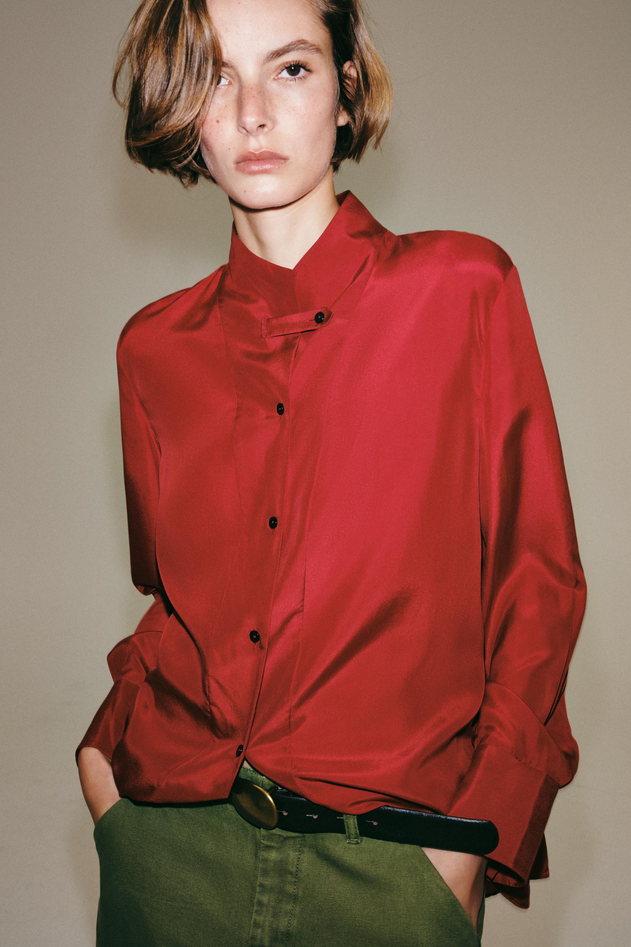100% SILK ZW COLLECTION SHIRT — Red