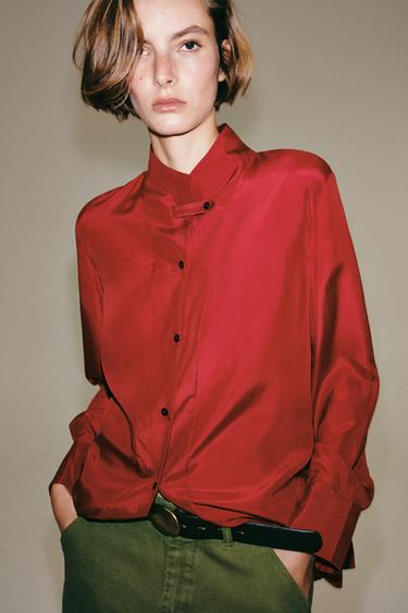 100% SILK ZW COLLECTION SHIRT — Red 2