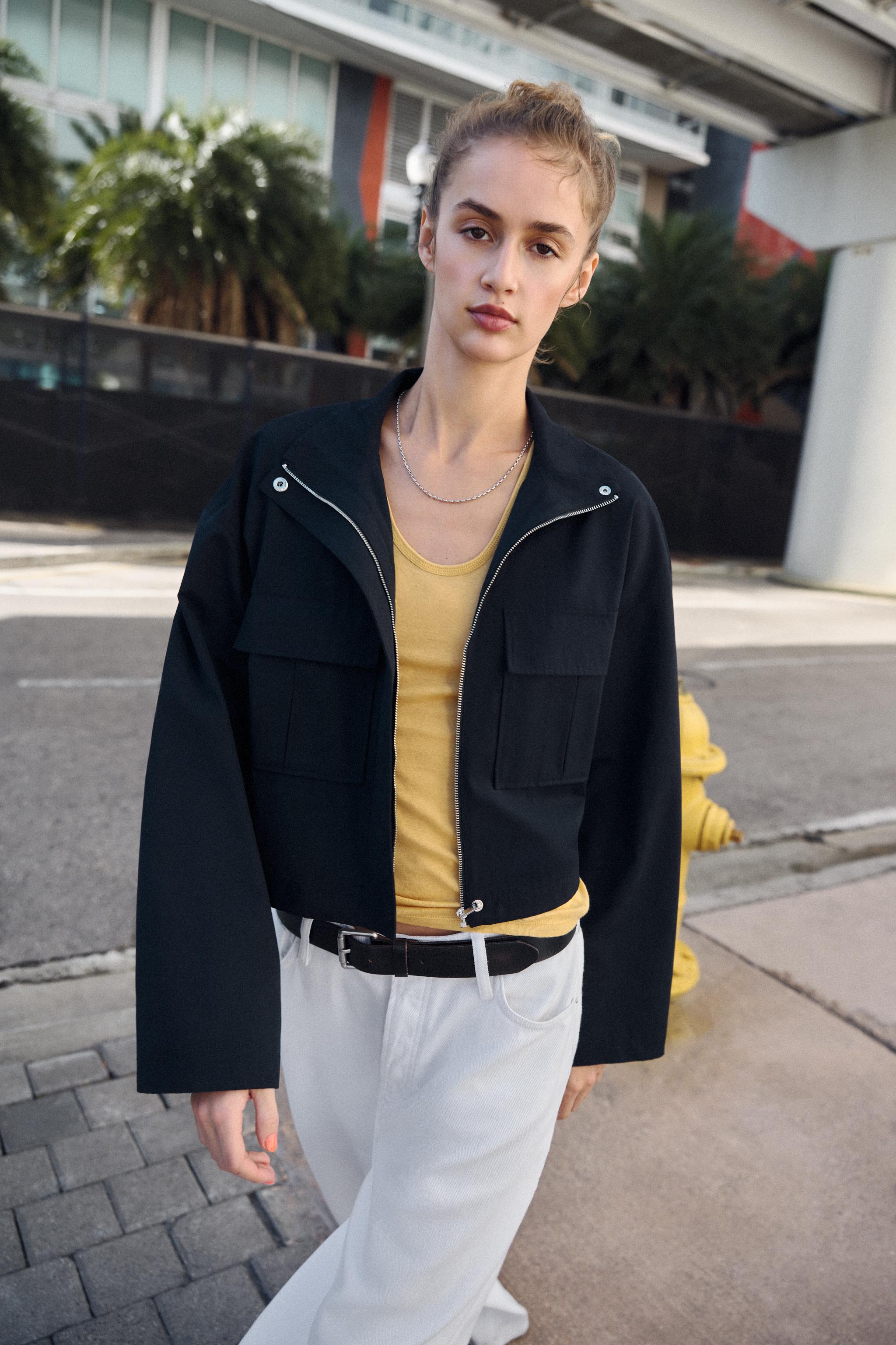 ショートハイネックジャケット - ネイビーブルー | ZARA Japan / 日本