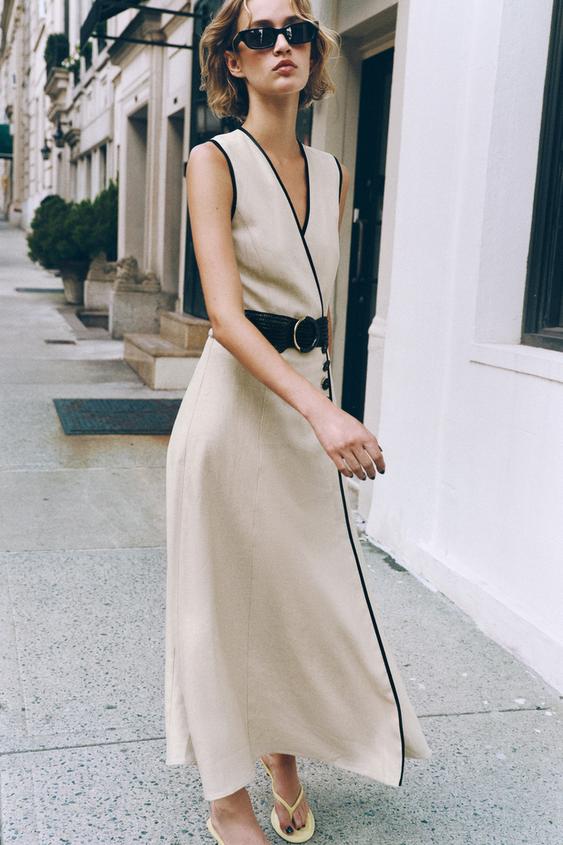 zara beige linen dress Zara Linen Dress: Summer's Must-Have