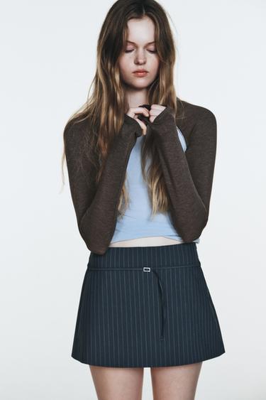 FALDA PANTALÓN CINTURÓN - Azul vigoré de Zara