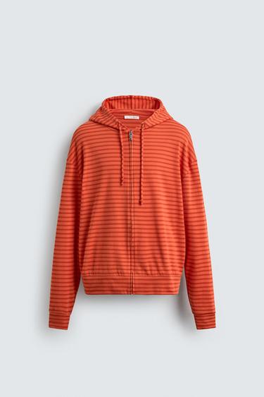 SWEATSHIRT COM CAPUZ E RISCAS - Laranja da Zara