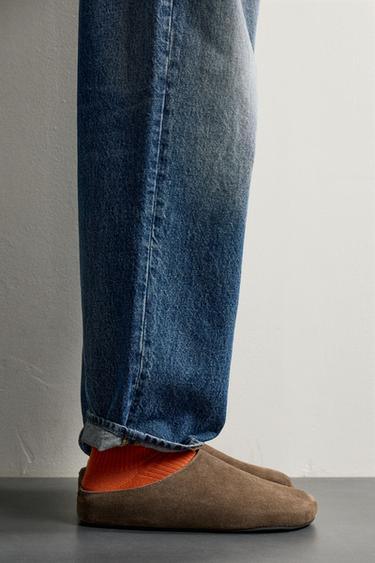 Zara LEATHER CLOGS - Taupe Gray - Image 0