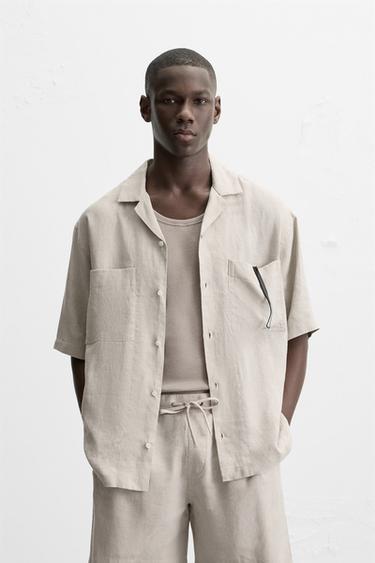 РУБАШКА ИЗ 100% ЛЬНА — БЕЖЕВЫЙ от Zara