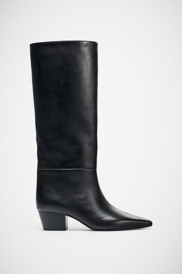 BOTA PIEL TACÓN - Negro de Zara