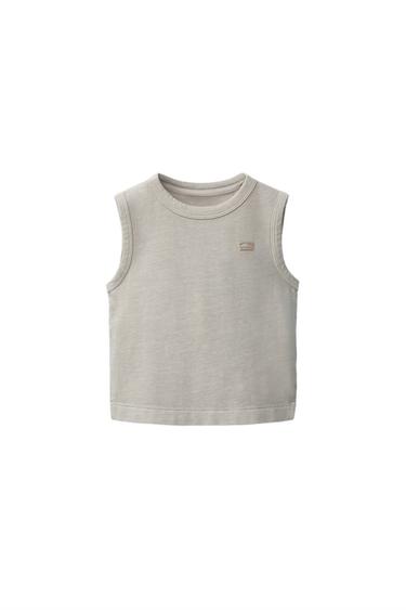 CAMISETA GARMENT DYE BORDADO - Beige de Zara