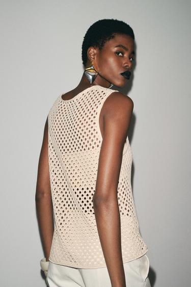SLEEVELESS KNITTED TOP - Ecru by Zara - Image 2