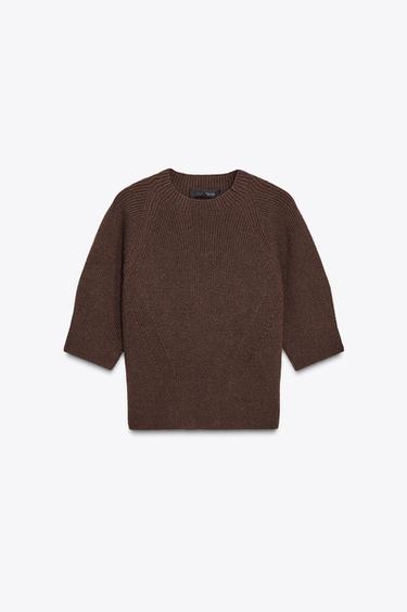 RIB KNIT SWEATER - Brown by Zara - Image 6