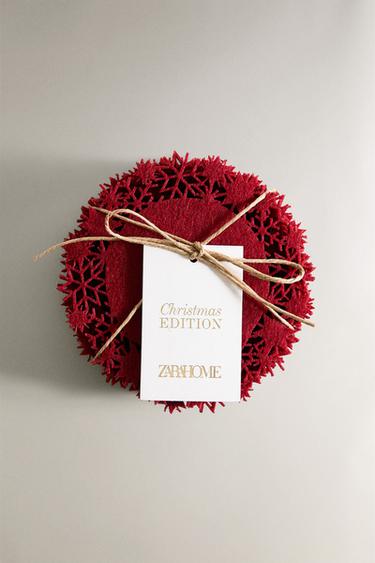 LOT DE SOUS-VERRES EN FEUTRE FLOCON DE NEIGE NOËL (LOT DE 6) - Rouge de Zara - Image 3